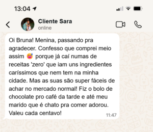 Depoimento da cliente Sara sobre os ingredientes
