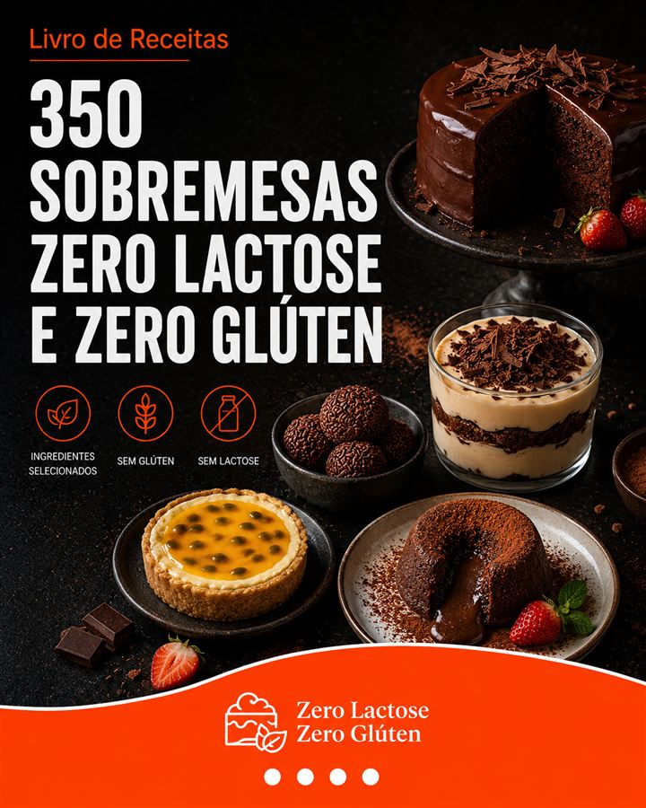 Capa do livro 350 Sobremesas Zero Lactose e Zero Glúten
